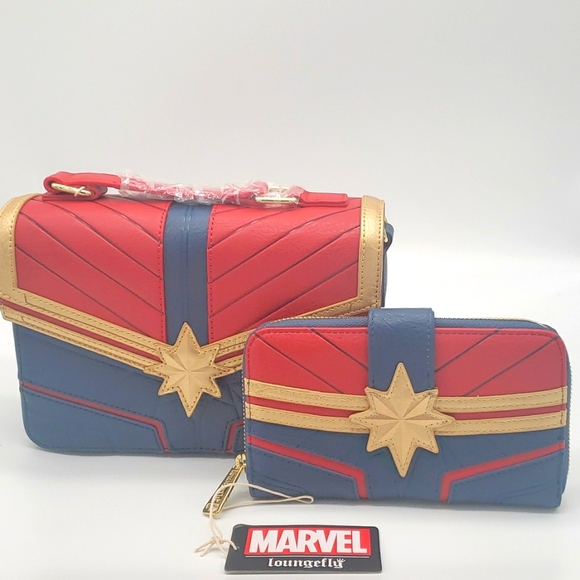Loungefly Captain Marvel Crossbody/Wallet set - Picture 1 of 7